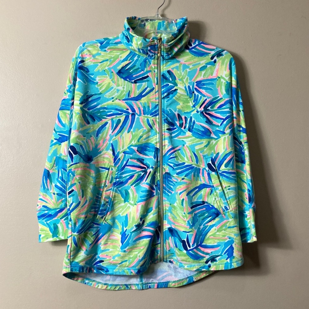 Lilly Pulitzer Deedee Swing Floral Print Zip Jacket In Serenity Now